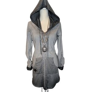 Trendy Boutique Gray Long Sleeve Hooded Dress